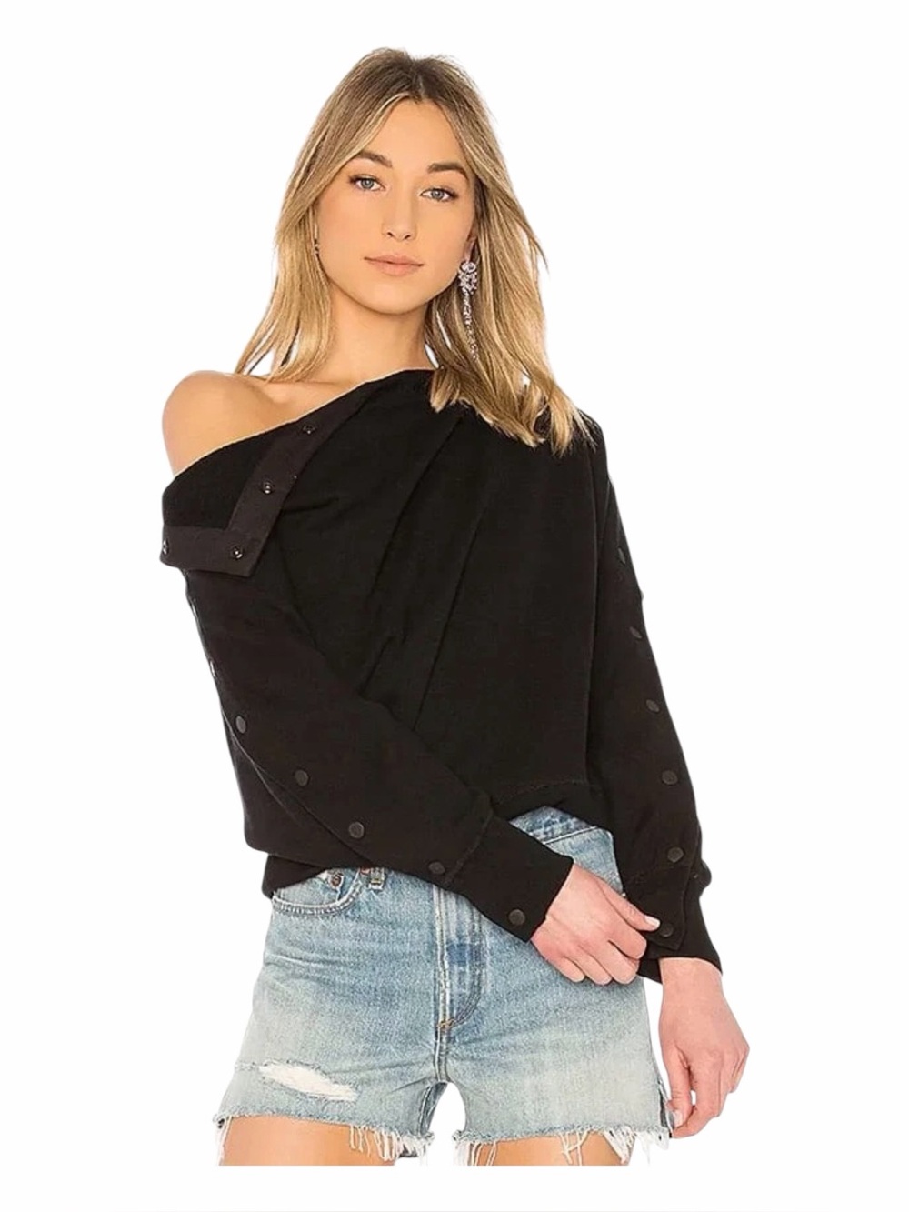 Rag & Bone Women’s “Kate Modular Pullover Sweatshirt” In Black. Size Small
